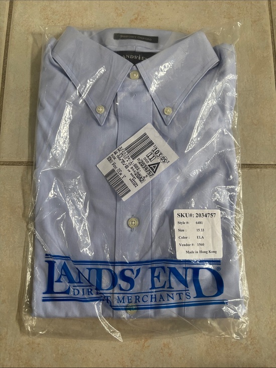 Lands' End Other - Vintage NWT Lands’ End Pinpoint Oxford Dress Shirt Mens 15-33 Blue